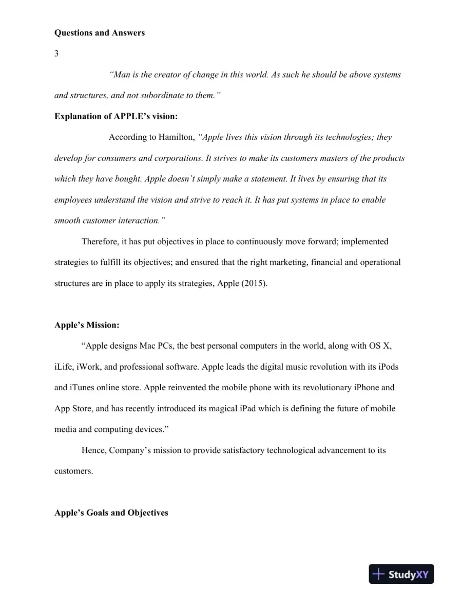 Strategic Analysis of Apple Inc.: Vision, Mission, Globalization, and Financial Performance: Assignment Grading, page 4