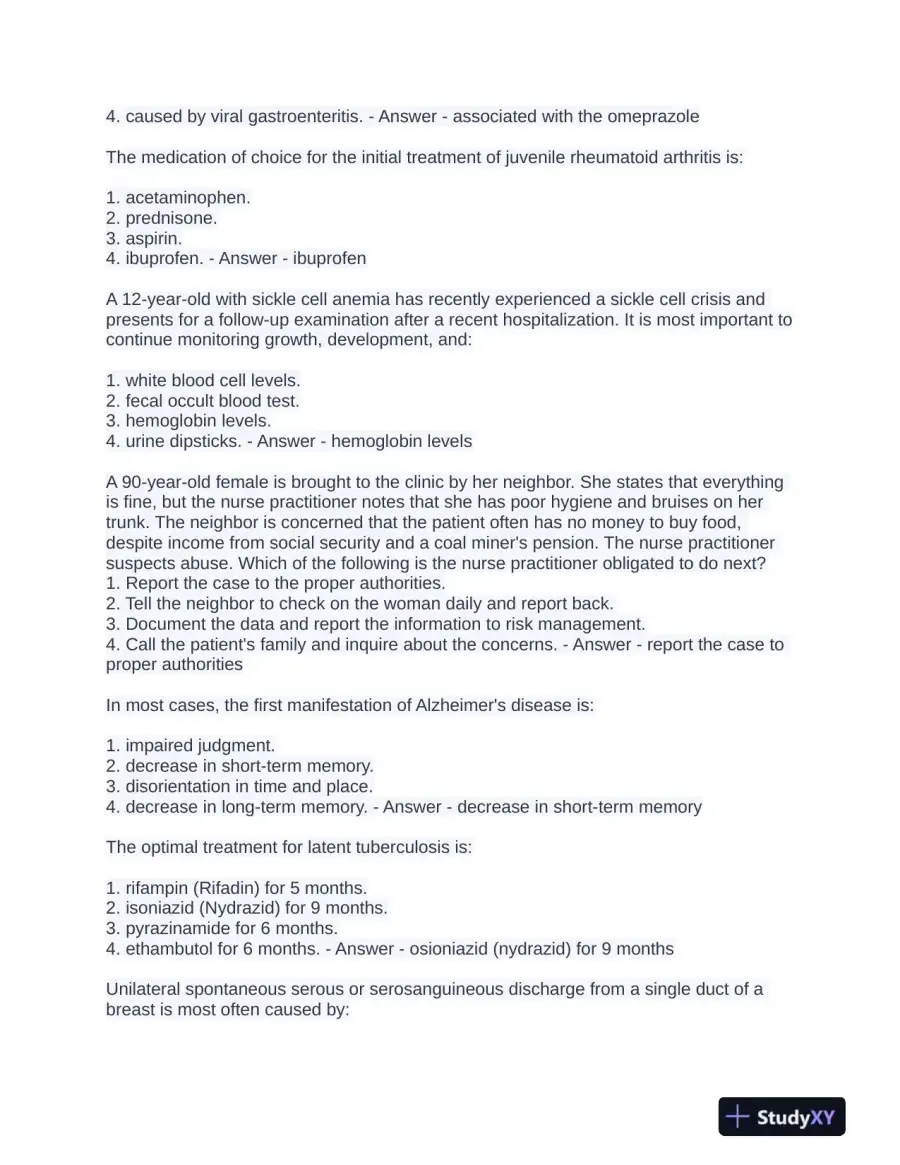 2022 AANP Nursing Diagnosis Practice Exam With Answers (75 Solved Questions), page 3