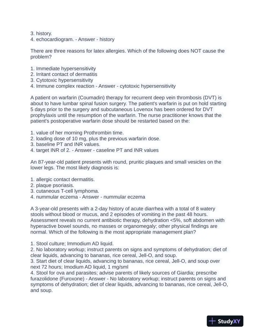 2022 AANP Nursing Diagnosis Practice Exam With Answers (75 Solved Questions), page 5