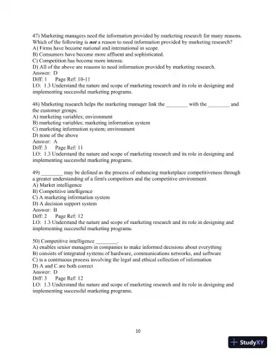 Test Bank for Marketing Research: An Applied Orientation, 7th edition - Page 11 preview image