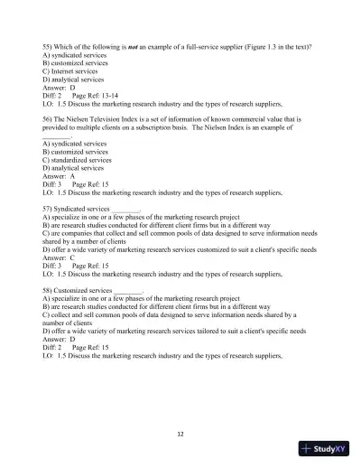 Test Bank for Marketing Research: An Applied Orientation, 7th edition - Page 13 preview image