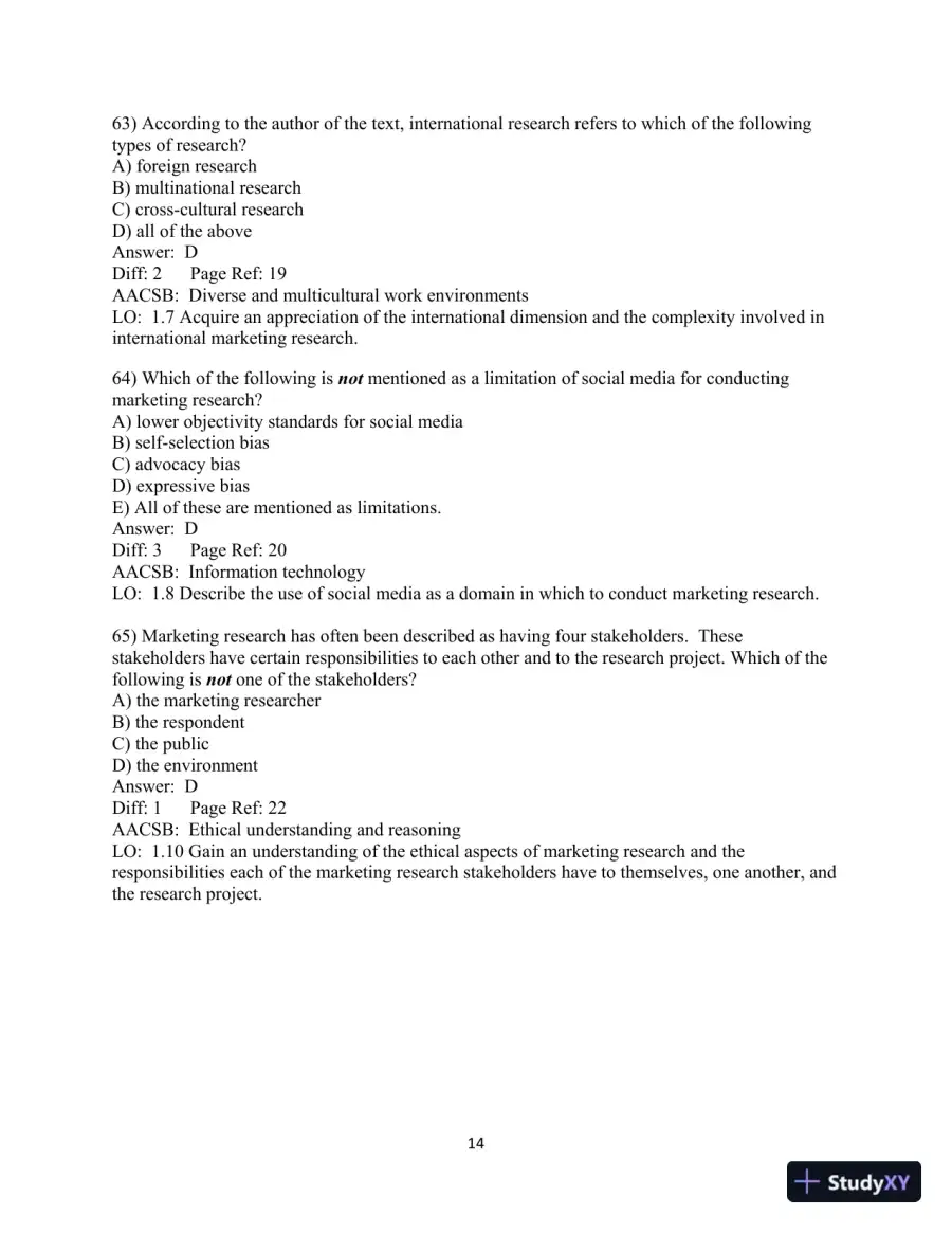 Test Bank for Marketing Research: An Applied Orientation, 7th edition, page 15