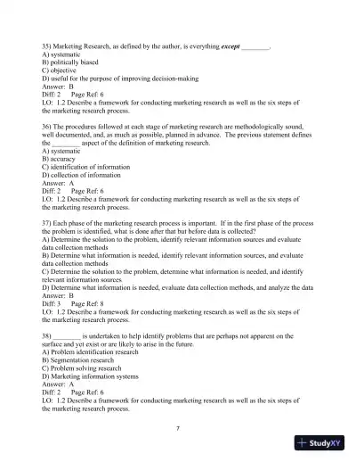 Test Bank for Marketing Research: An Applied Orientation, 7th edition - Page 8 preview image