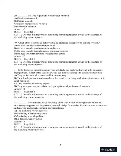 Test Bank for Marketing Research: An Applied Orientation, 7th edition - Page 9 preview image