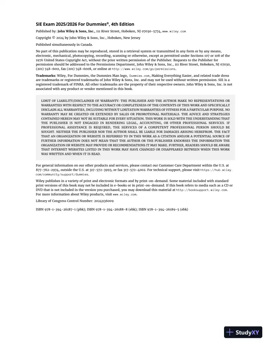 SIE Exam 2025/2026 For Dummies (2024), page 5