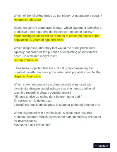 NR601 Nursing Midterm Exam With Answers (200 Solved Questions) - Page 4 preview image