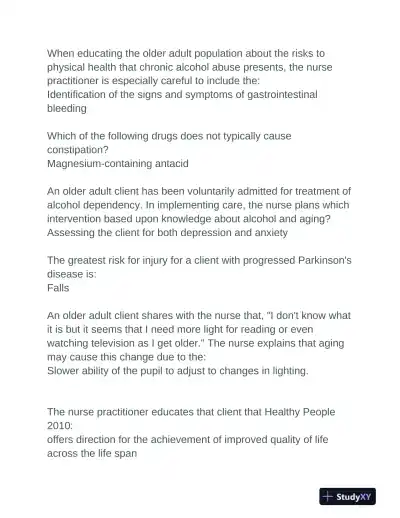 NR601 Nursing Midterm Exam With Answers (200 Solved Questions) - Page 6 preview image