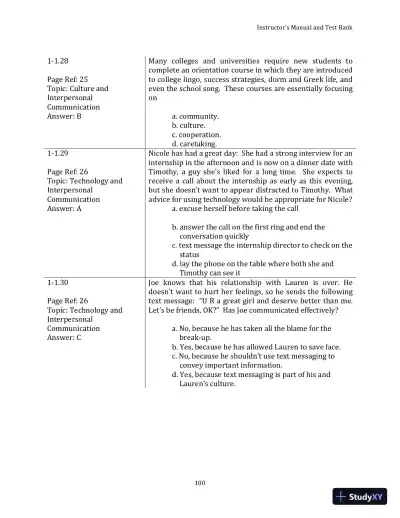 Test Bank for Your Interpersonal Communication , 1st Edition - Page 10 preview image