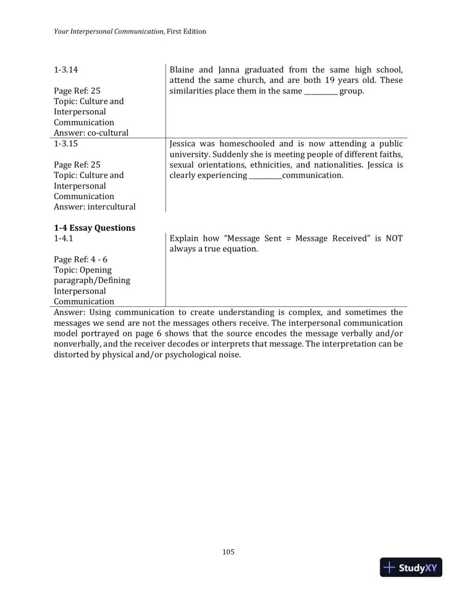 Test Bank for Your Interpersonal Communication , 1st Edition, page 15