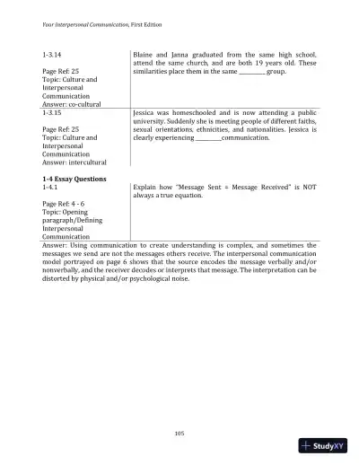 Test Bank for Your Interpersonal Communication , 1st Edition - Page 15 preview image