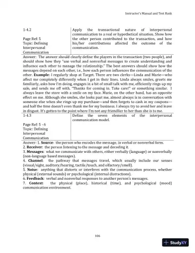 Test Bank for Your Interpersonal Communication , 1st Edition - Page 16 preview image