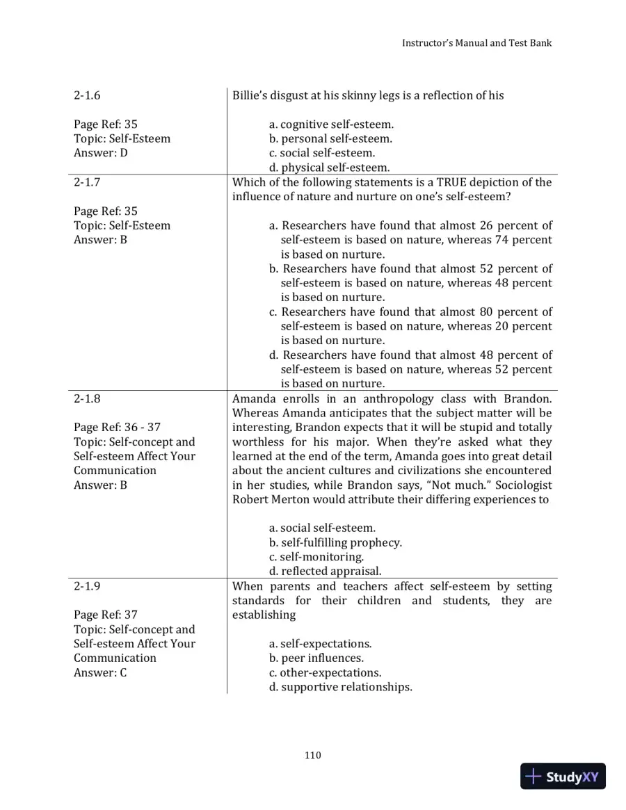 Test Bank for Your Interpersonal Communication , 1st Edition, page 20