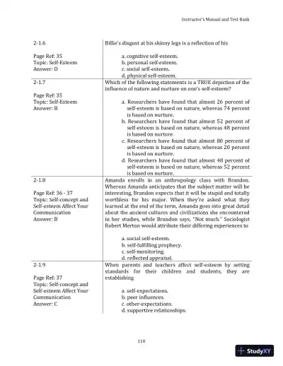 Test Bank for Your Interpersonal Communication , 1st Edition - Page 20 preview image