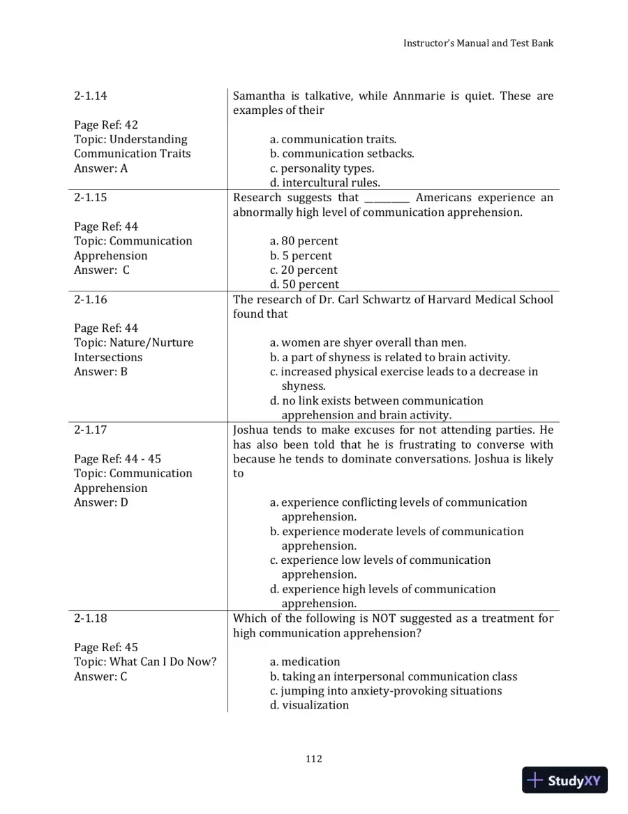 Test Bank for Your Interpersonal Communication , 1st Edition, page 22
