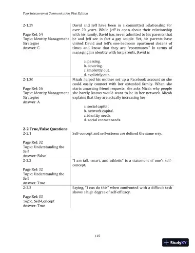 Test Bank for Your Interpersonal Communication , 1st Edition - Page 25 preview image