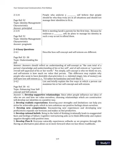 Test Bank for Your Interpersonal Communication , 1st Edition - Page 29 preview image