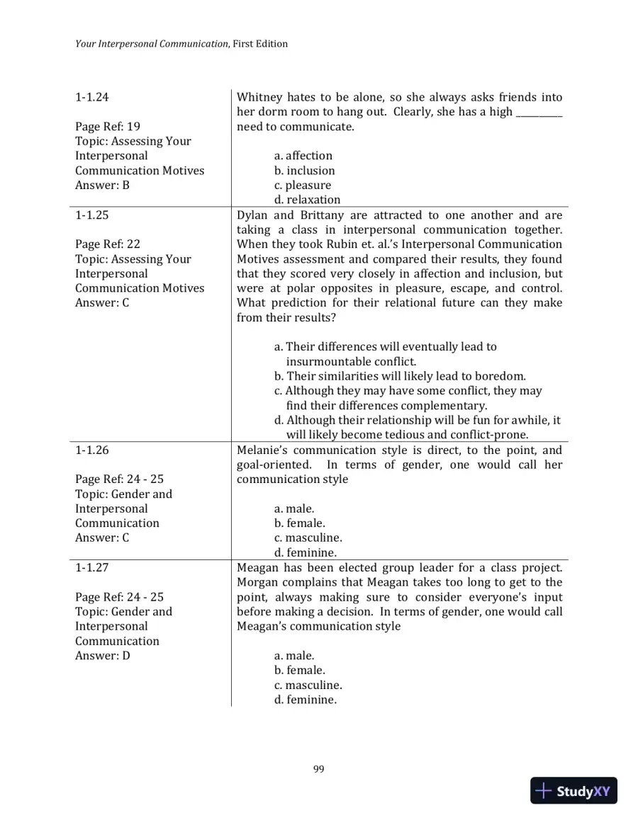 Test Bank for Your Interpersonal Communication , 1st Edition, page 9