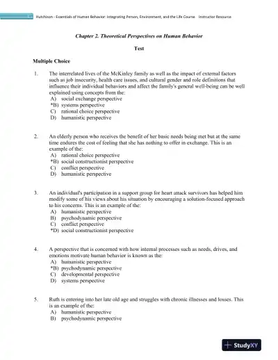 Essentials of Human Behavior: Integrating Person, Environment, and the Life Course Second Edition Test Bank - Page 10 preview image