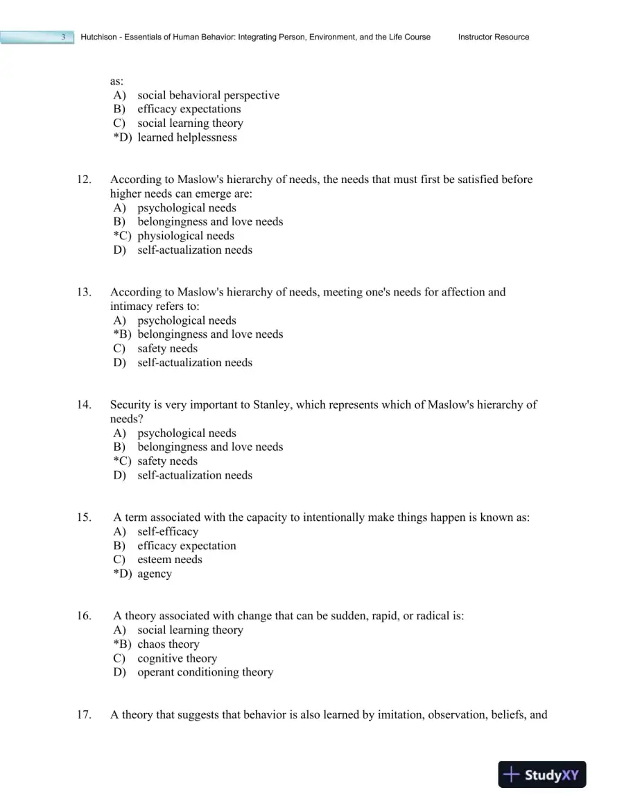 Essentials of Human Behavior: Integrating Person, Environment, and the Life Course Second Edition Test Bank, page 12