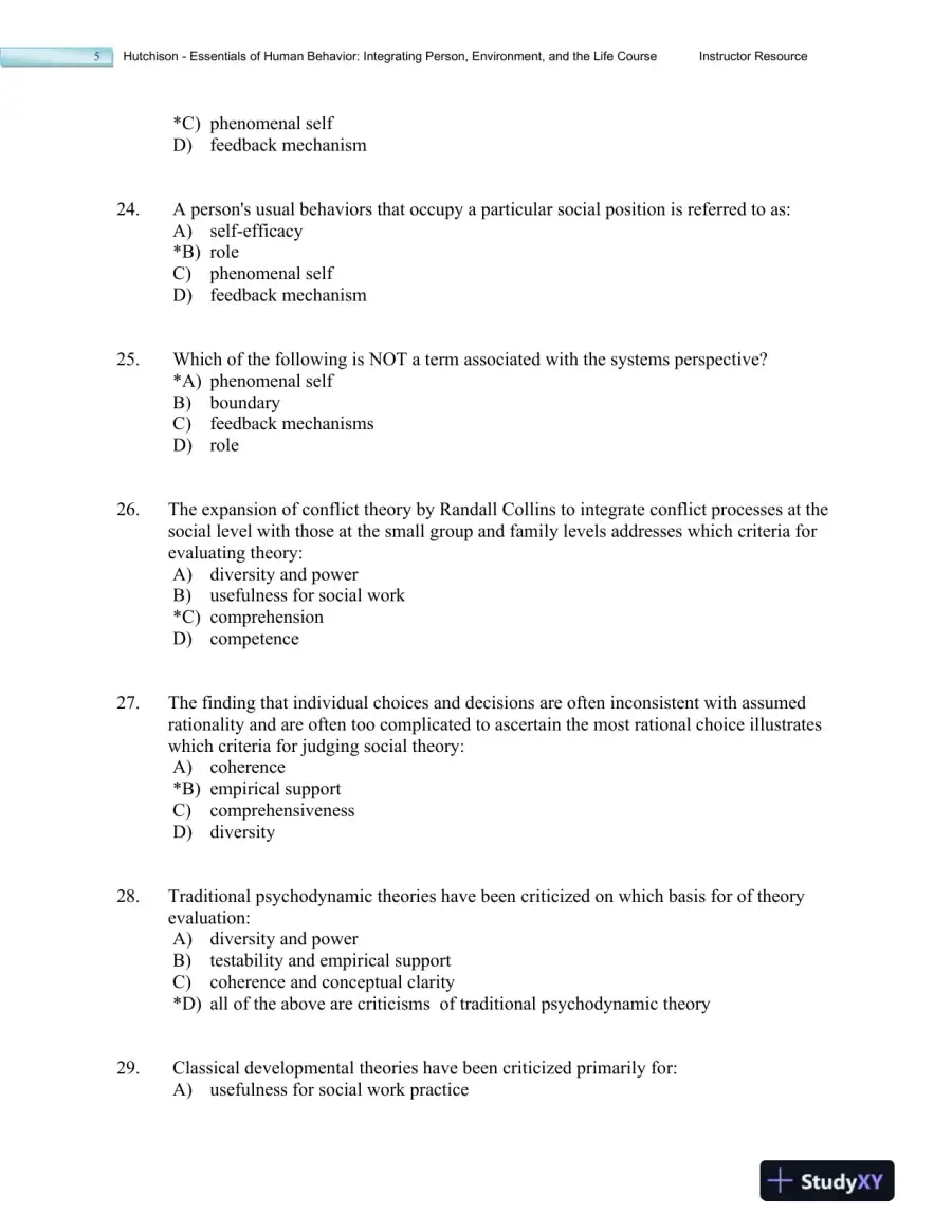 Essentials of Human Behavior: Integrating Person, Environment, and the Life Course Second Edition Test Bank, page 14