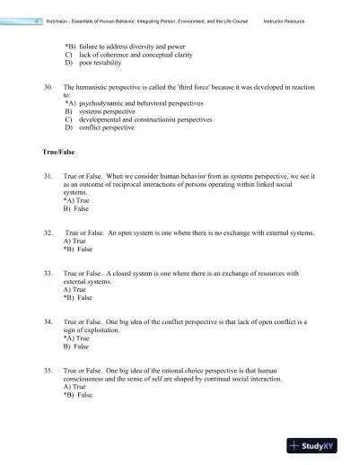 Essentials of Human Behavior: Integrating Person, Environment, and the Life Course Second Edition Test Bank - Page 15 preview image