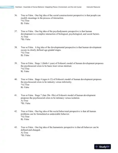 Essentials of Human Behavior: Integrating Person, Environment, and the Life Course Second Edition Test Bank - Page 16 preview image