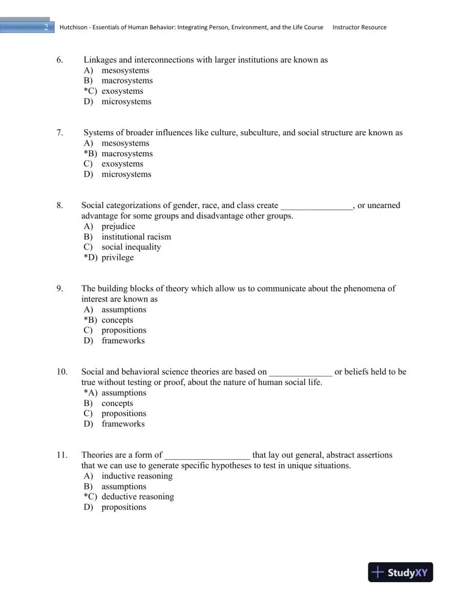 Essentials of Human Behavior: Integrating Person, Environment, and the Life Course Second Edition Test Bank, page 3