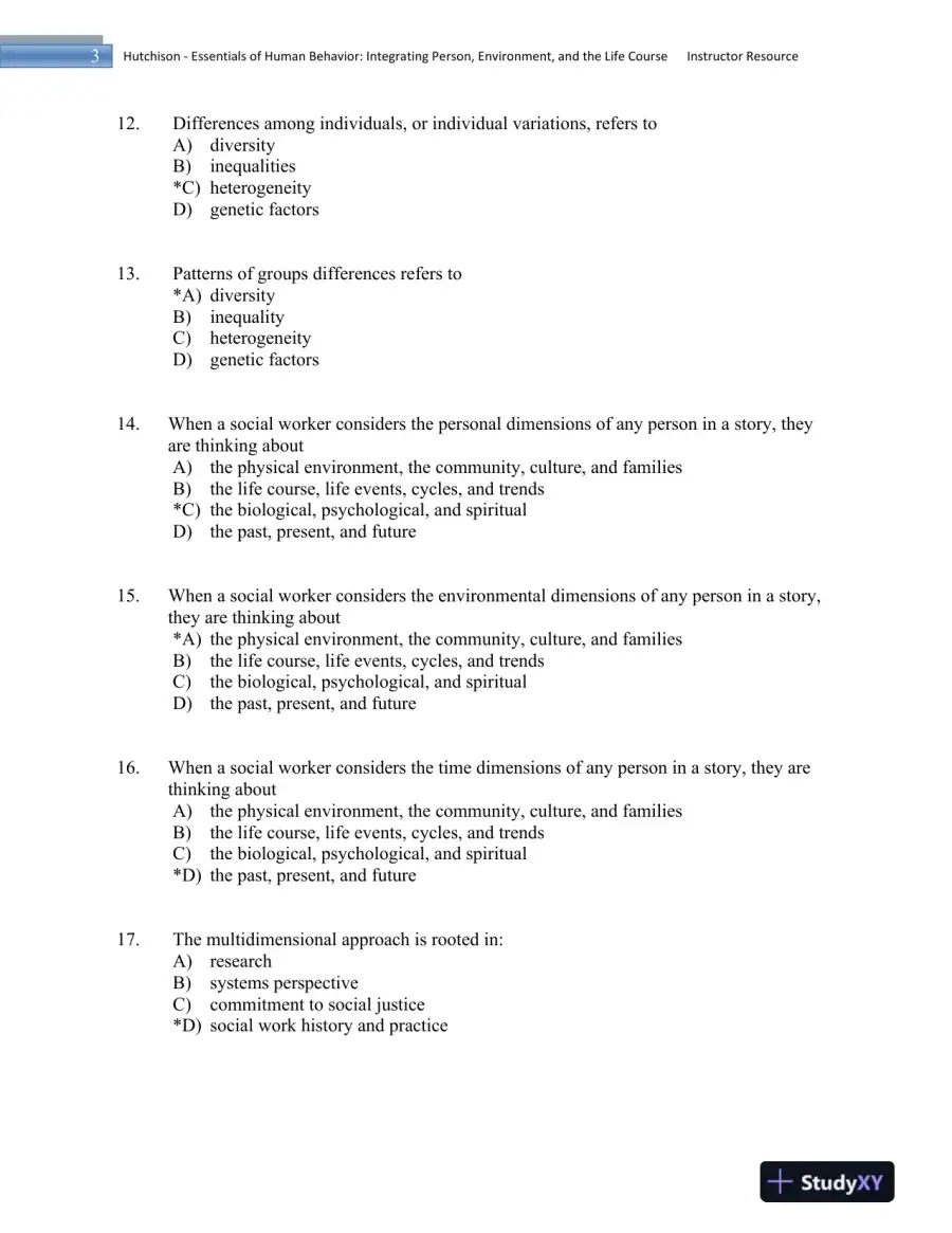 Essentials of Human Behavior: Integrating Person, Environment, and the Life Course Second Edition Test Bank, page 4
