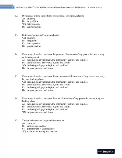 Essentials of Human Behavior: Integrating Person, Environment, and the Life Course Second Edition Test Bank - Page 4 preview image