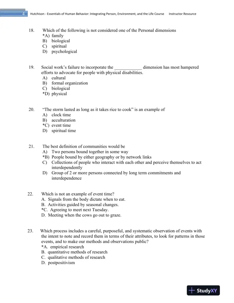 Essentials of Human Behavior: Integrating Person, Environment, and the Life Course Second Edition Test Bank, page 5
