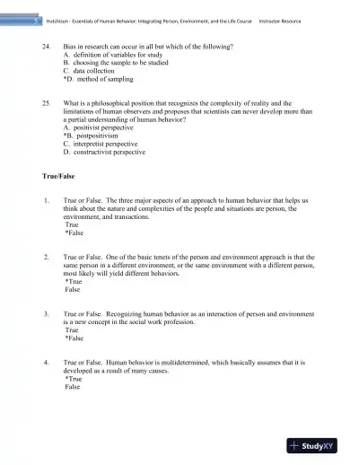 Essentials of Human Behavior: Integrating Person, Environment, and the Life Course Second Edition Test Bank - Page 6 preview image