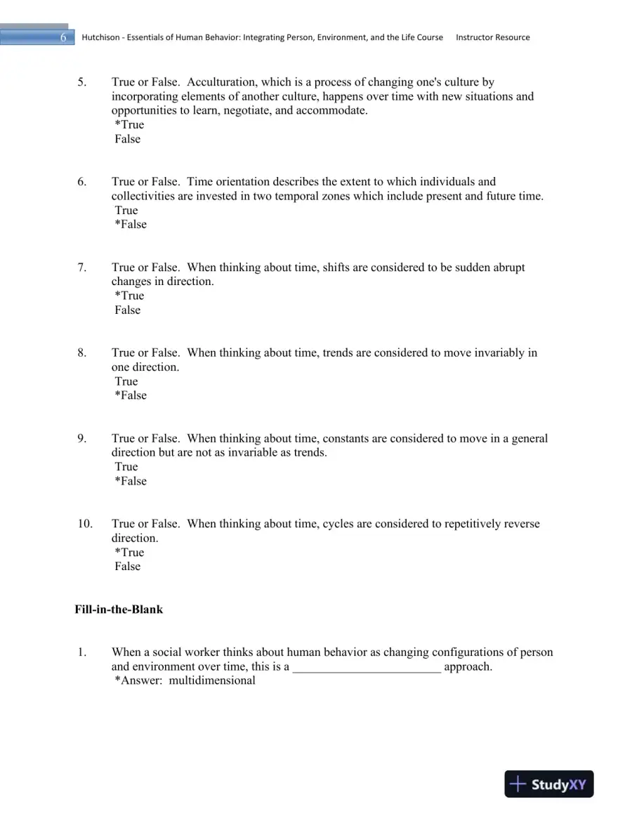 Essentials of Human Behavior: Integrating Person, Environment, and the Life Course Second Edition Test Bank, page 7