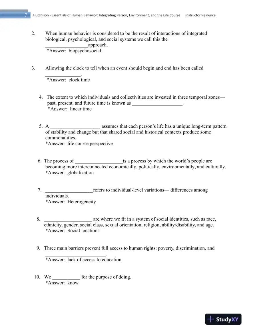 Essentials of Human Behavior: Integrating Person, Environment, and the Life Course Second Edition Test Bank, page 8