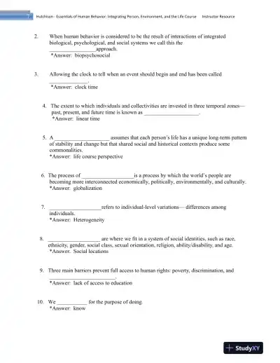 Essentials of Human Behavior: Integrating Person, Environment, and the Life Course Second Edition Test Bank - Page 8 preview image
