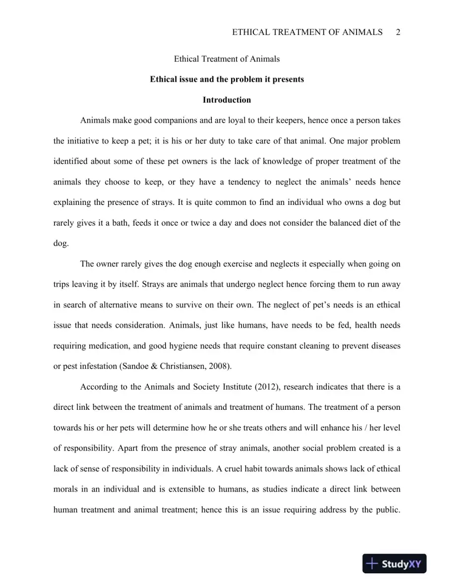 SOC120: Introduction to Ethics & Social Responsibility Ethical Treatment of Animals, page 3