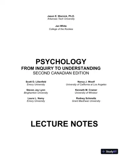 Psychology: From Inquiry To Understanding, Second Canadian Edition Class Notes - Page 1 preview image