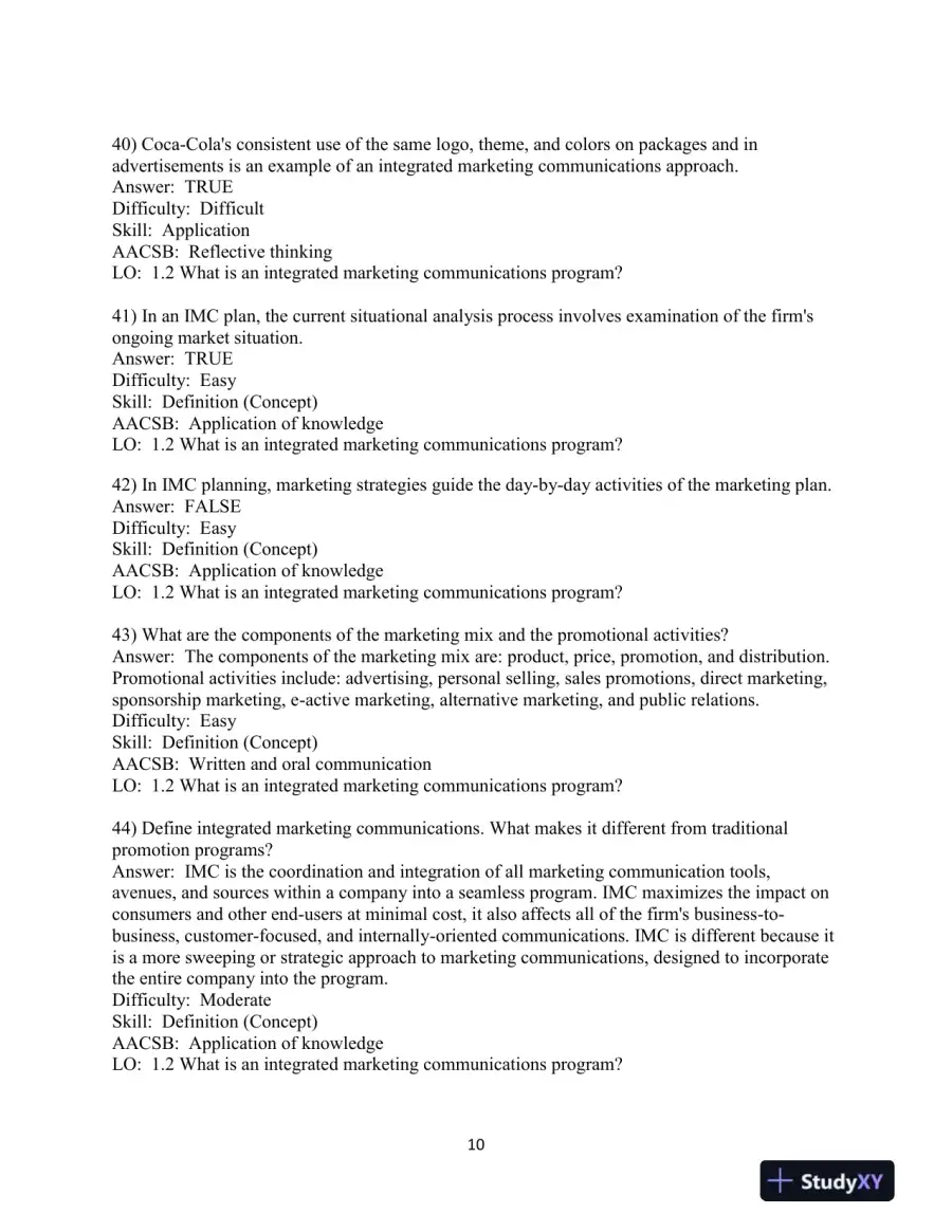 Test Bank for Integrated Advertising, Promotion, and Marketing Communications, 8th Edition, page 11
