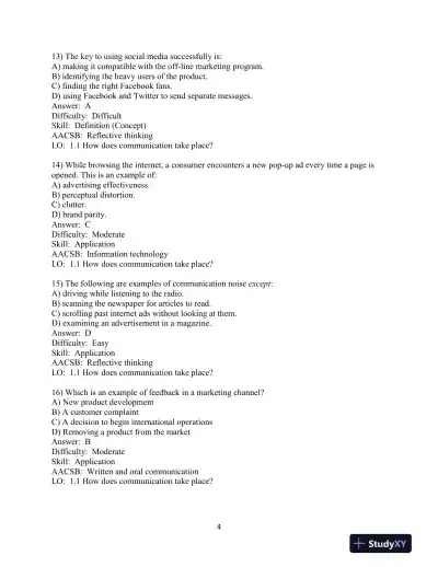 Test Bank for Integrated Advertising, Promotion, and Marketing Communications, 8th Edition - Page 5 preview image