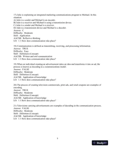 Test Bank for Integrated Advertising, Promotion, and Marketing Communications, 8th Edition - Page 6 preview image