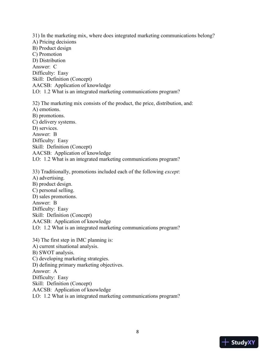 Test Bank for Integrated Advertising, Promotion, and Marketing Communications, 8th Edition, page 9