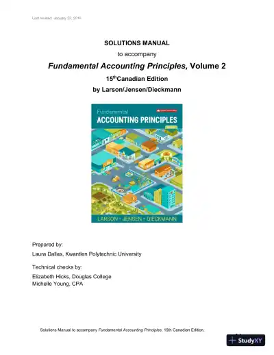 Solution Manual for Fundamental Accounting Principles, 15th Edition - Page 1 preview image