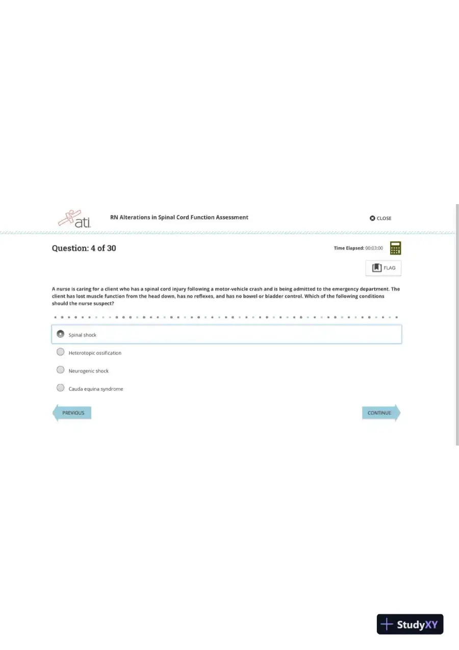 ATI RN Medical Surgical Alterations in Spinal Cord Function Assessment Practice Exam With Answers (30 Solved Questions), page 5