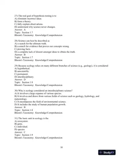 Test Bank For Elements Of Ecology, 9th Edition - Page 11 preview image