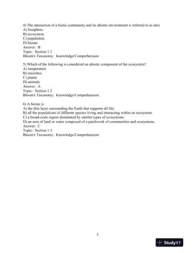 Test Bank For Elements Of Ecology, 9th Edition - Page 4 preview image