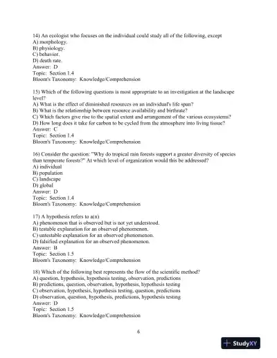 Test Bank For Elements Of Ecology, 9th Edition - Page 7 preview image