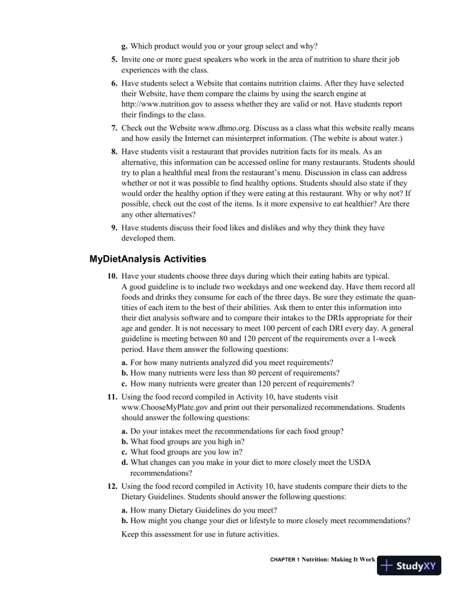 Revision Notes for Nutrition for Life, 4th Edition, page 10