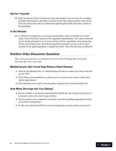 Revision Notes for Nutrition for Life, 4th Edition - Page 11 preview image