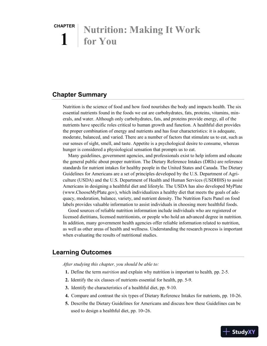 Revision Notes for Nutrition for Life, 4th Edition, page 4