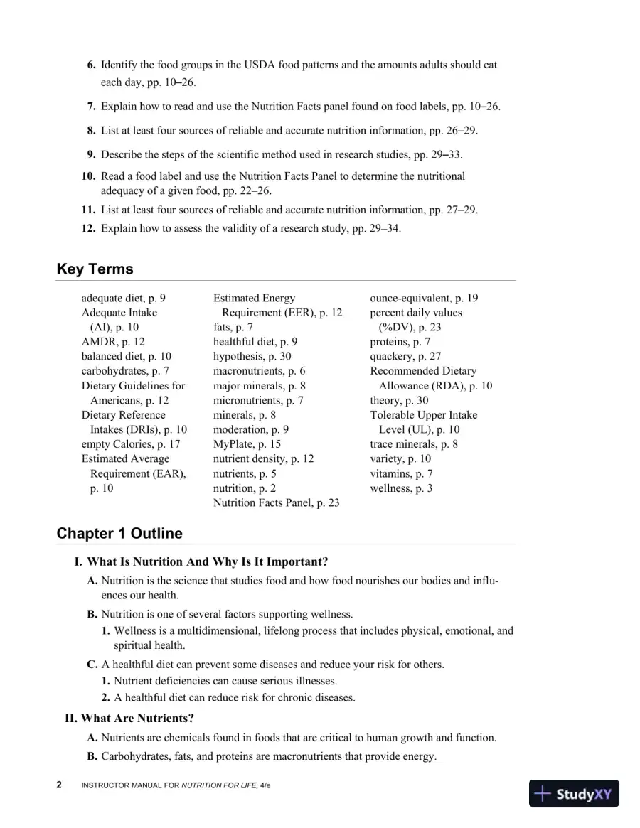 Revision Notes for Nutrition for Life, 4th Edition, page 5