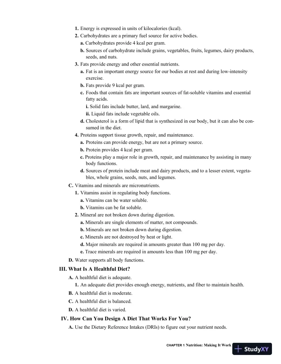 Revision Notes for Nutrition for Life, 4th Edition, page 6